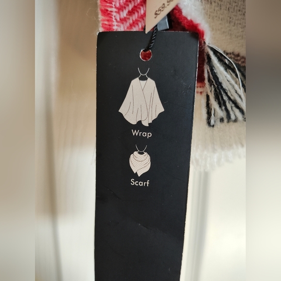 NWT Banana Republic Poncho/Scarf Wrap Buffalo Plaid - Picture 7 of 8